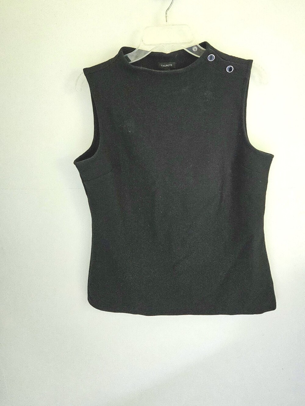 Talbots Shell Navy Blue Sleeveless Button Detail